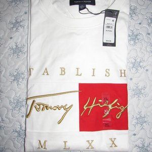 GREAT XMAS GIFT! GOLD EMBROIDERED WHITE T.H. MENS SHIRT-RED-NEW